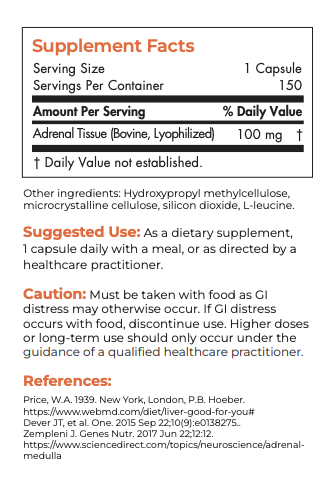 Adrenal Natural Glandular Fact Panel